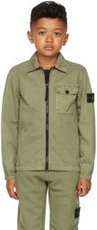 Stone Island Junior Kids Green Zip-Up Overshirt