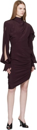 Mugler Burgundy Draped Scarf Minidress