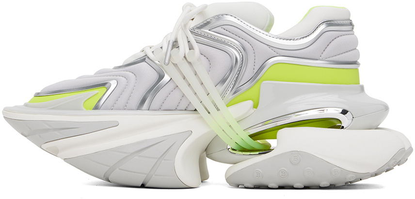 Balmain Gray & Yellow Unicorn Wave Sneakers Balmain
