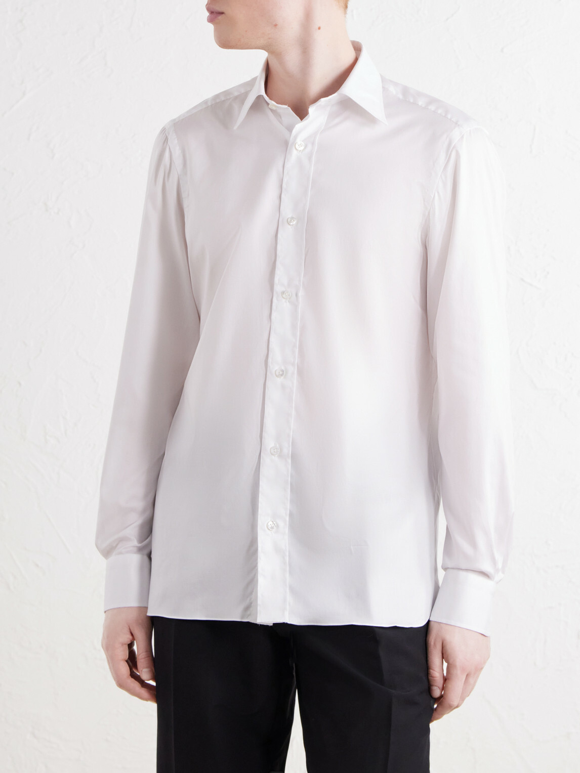 Rubinacci - Cutaway-Collar Cotton-Twill Shirt - White