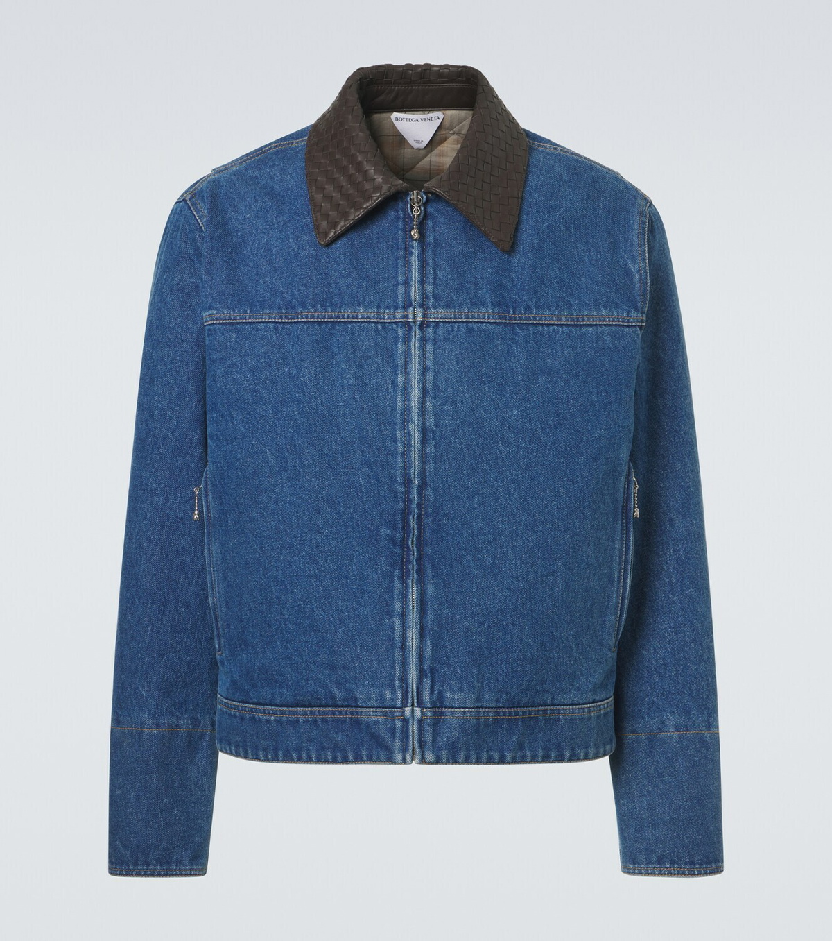 Bottega Veneta Leather-trimmed denim jacket