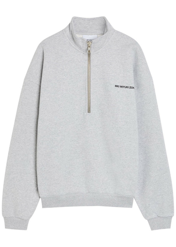 Photo: Mki Miyuki Zoku Uniform Half-zip Cotton-blend Sweatshirt Grey