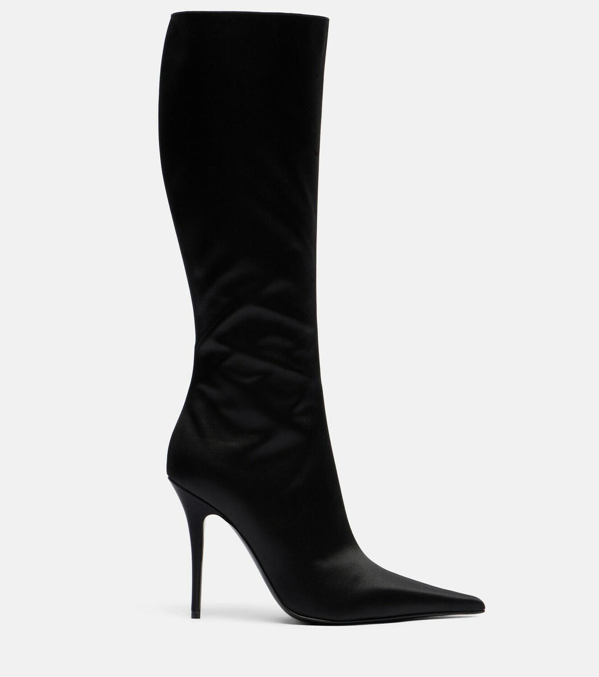 Amina Muaddi Barbara satin knee-high boots
