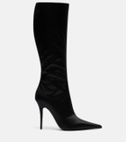 Amina Muaddi Barbara satin knee-high boots