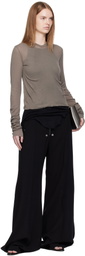 Rick Owens Gray Concordians Cropped Rib LS Hoodie