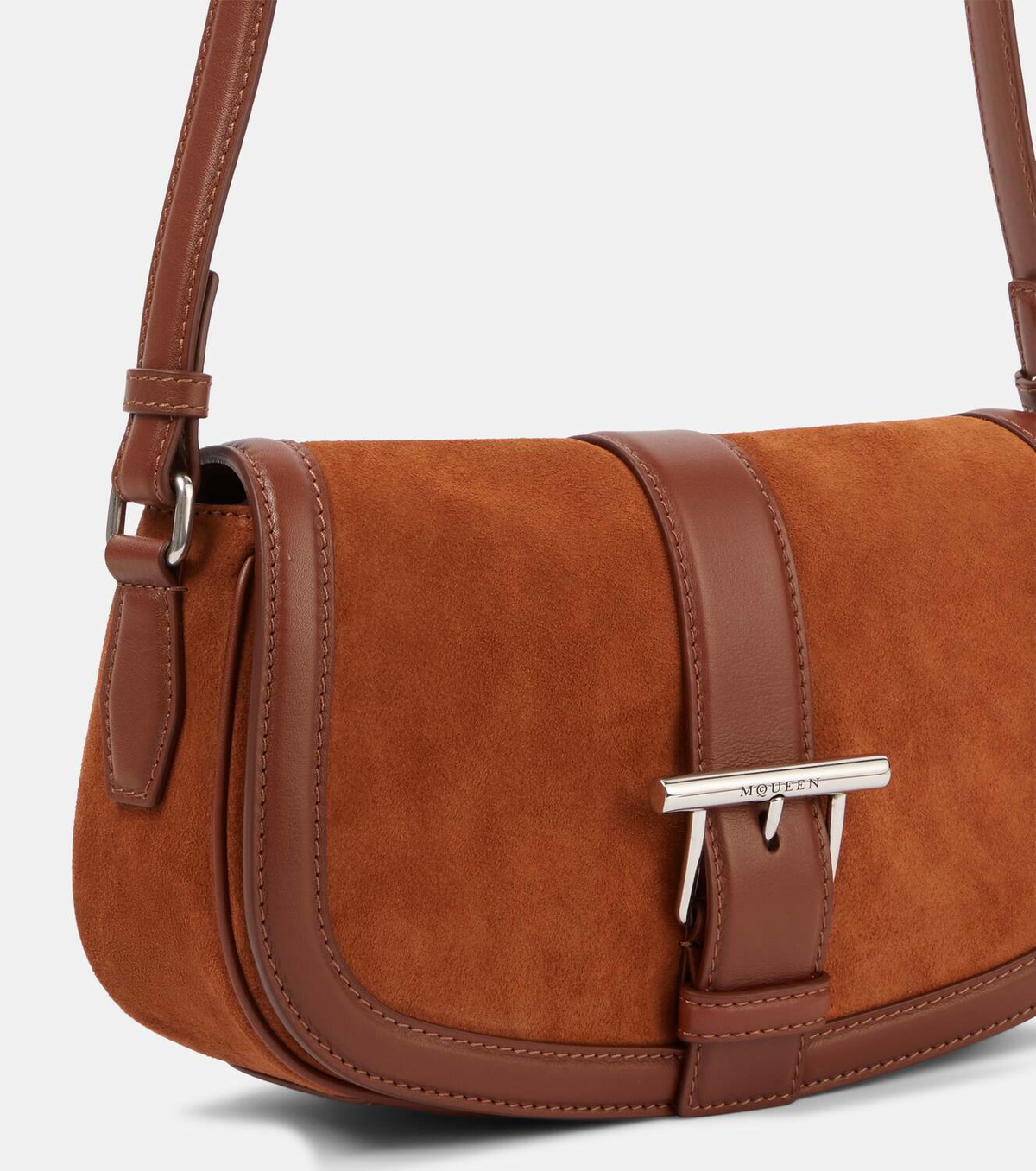 Alexander McQueen T-Bar Small suede shoulder bag