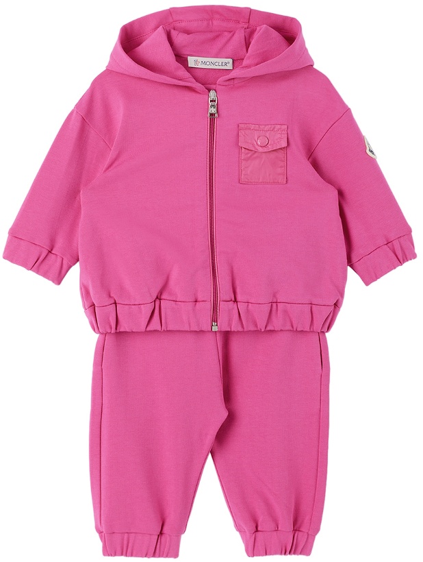Photo: Moncler Enfant Baby Pink Zip Hoodie & Lounge Pants
