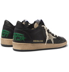 Golden Goose - Ballstar Distressed Leather and Suede Sneakers - Black