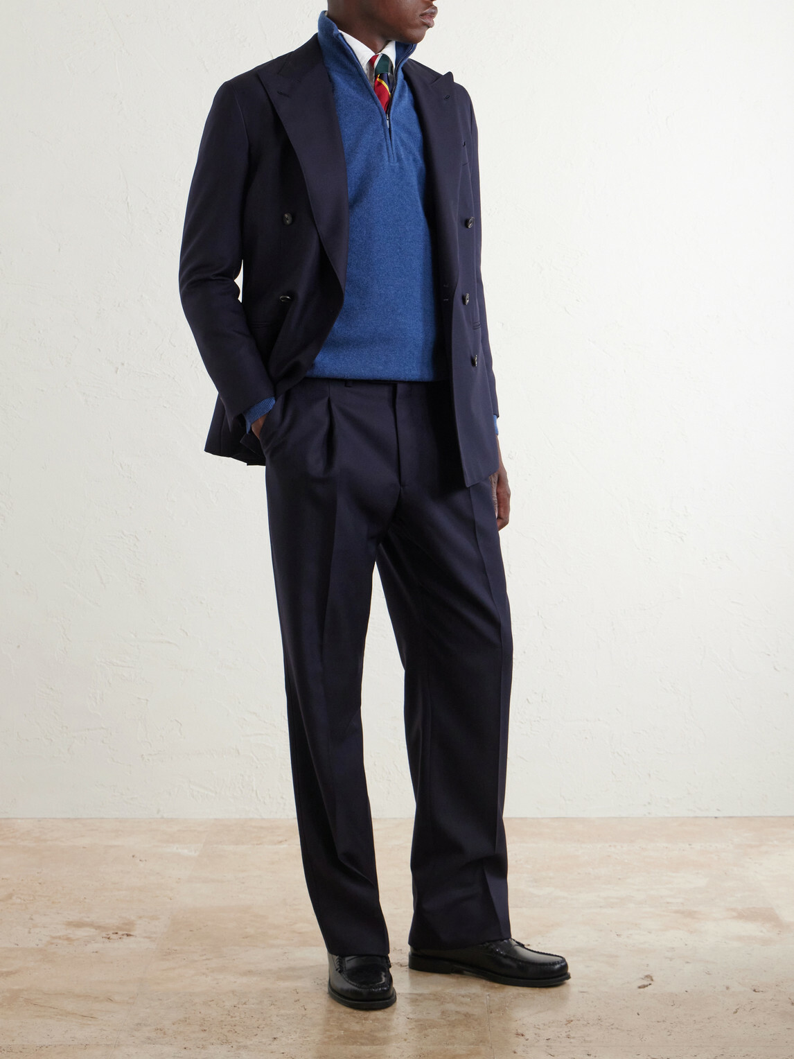 Altea - Virgin Wool Half-Zip Sweater - Blue
