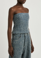 Giuseppe DI Morabito Strapless Bouclé Denim top Blue