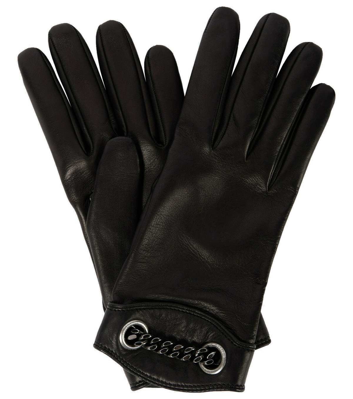 Saint Laurent - Chain-detail leather gloves Saint Laurent