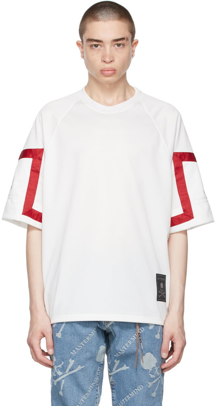 Photo: mastermind WORLD White Boxy Jacquard Tape T-Shirt