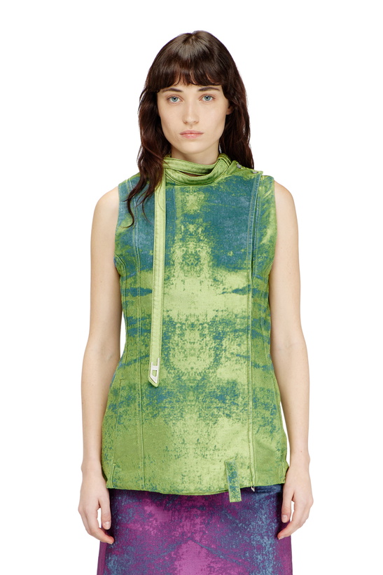 Photo: Diesel Belted vest in coloured satin denim - Vests Womens in Green