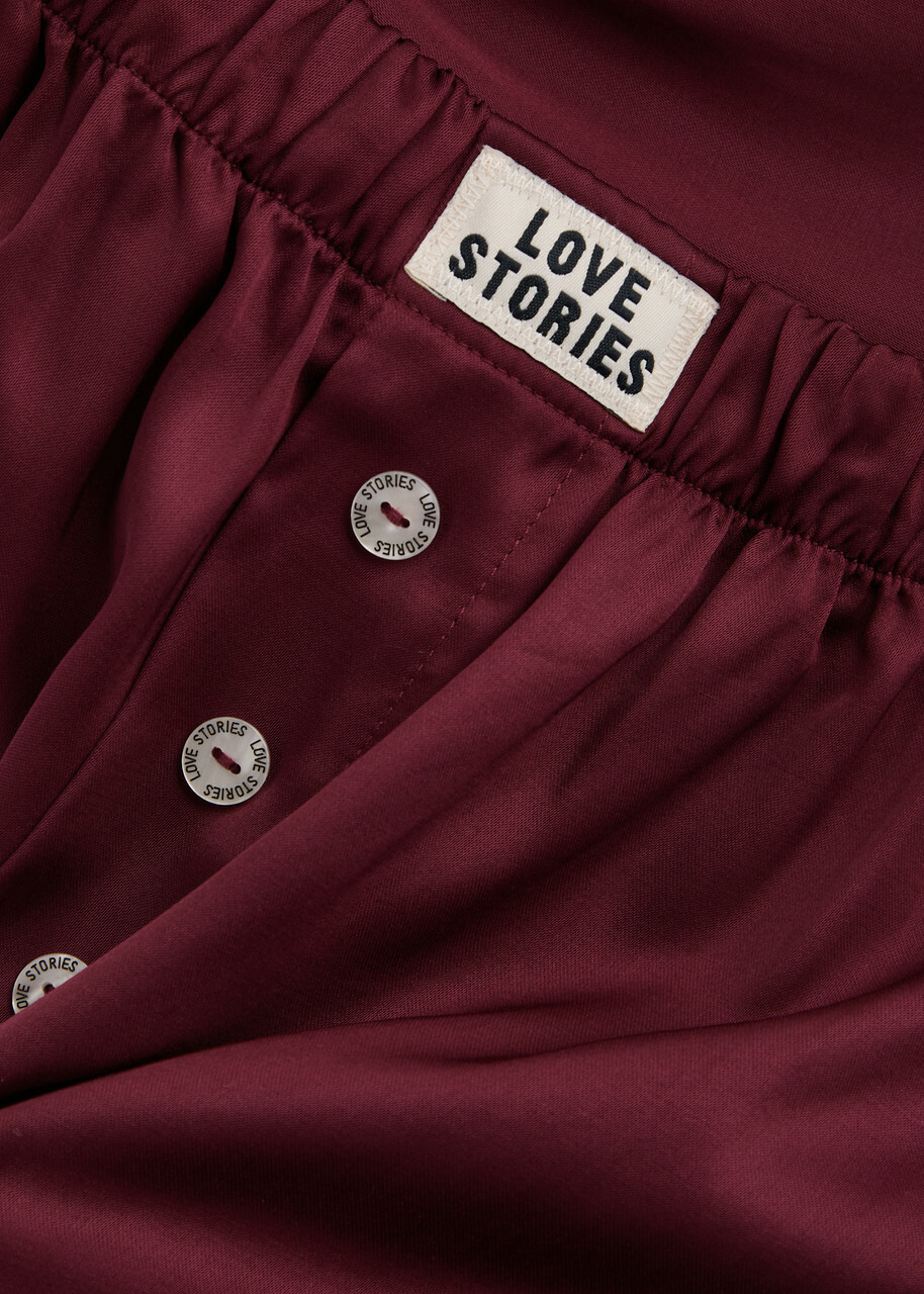 Love Stories James Satin Pyjama Shorts Burgundy