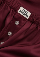 Love Stories James Satin Pyjama Shorts Burgundy