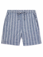 Onia - Straight-Leg Striped Linen Drawstring Shorts - Blue