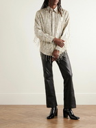 AMIRI - Fringed Sequined Satin Shirt - Neutrals