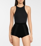 Alex Perry Nixon high-rise velvet shorts