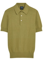 Drake's Textured Cotton-knit Polo Shirt Khaki