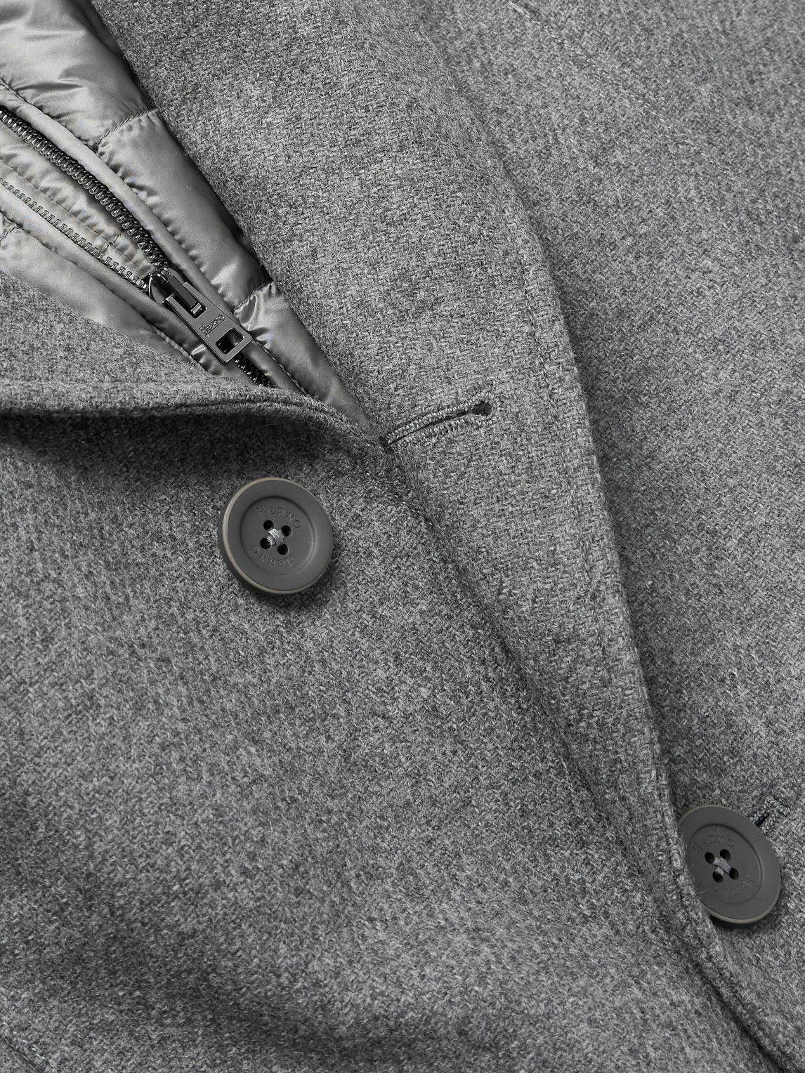 Herno - Convertible Padded Wool-Blend and Quilted Shell Coat - Gray