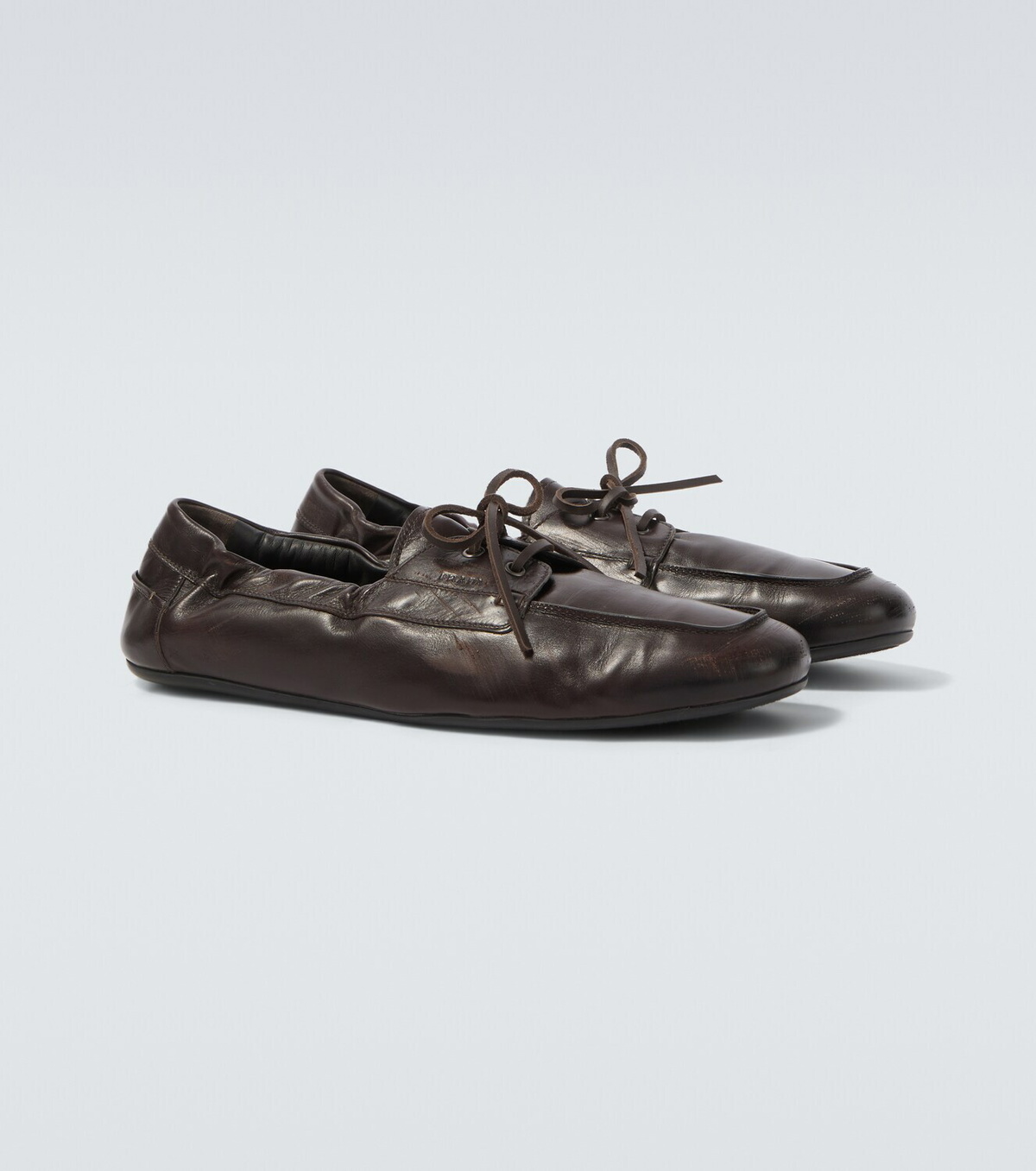 Prada Shuffle leather boat shoes