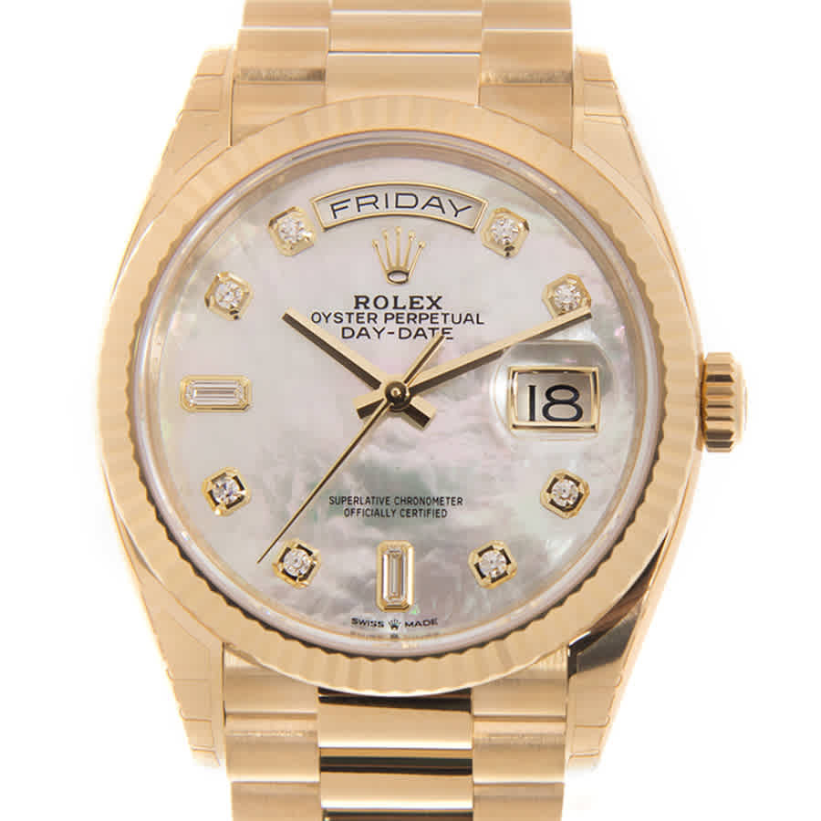 Rolex Day-Date 36 Mother of Pearl Diamond Automatic 18kt Yellow Gold President Watch 128238MDP