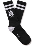 AMIRI - Logo-Intarsia Ribbed Stretch Cotton-Blend Socks - Black