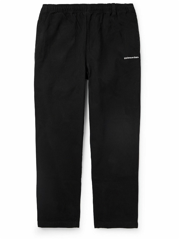 Photo: thisisneverthat - Easy Straight-Leg Logo-Embroidered Cotton-Twill Trousers - Black