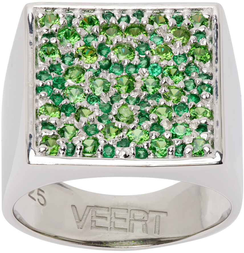 VEERT Green & White Gold 'The Multi Square Signet' Ring