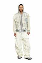 Diesel Zip-up hoodie in coated dusty Track Denim - Sweaters - Unisex - Blue
