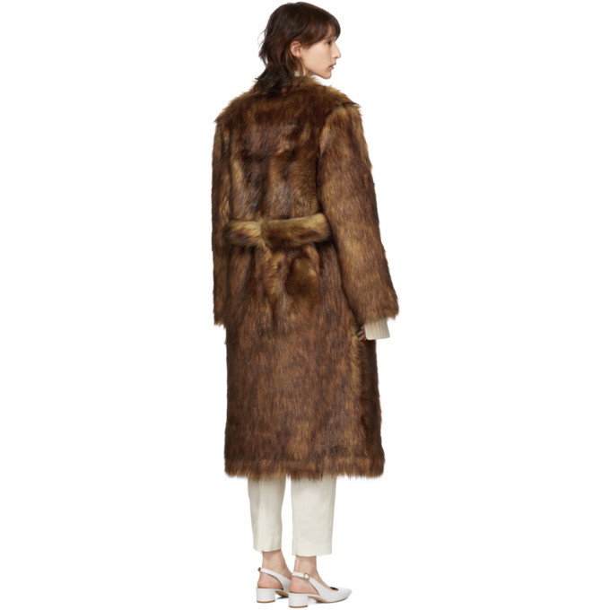 NANUSHKA Carian oversized belted faux fur coat