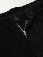 Kardo - Taka Straight-Leg Embroidered Cotton-Corduroy Trousers - Black