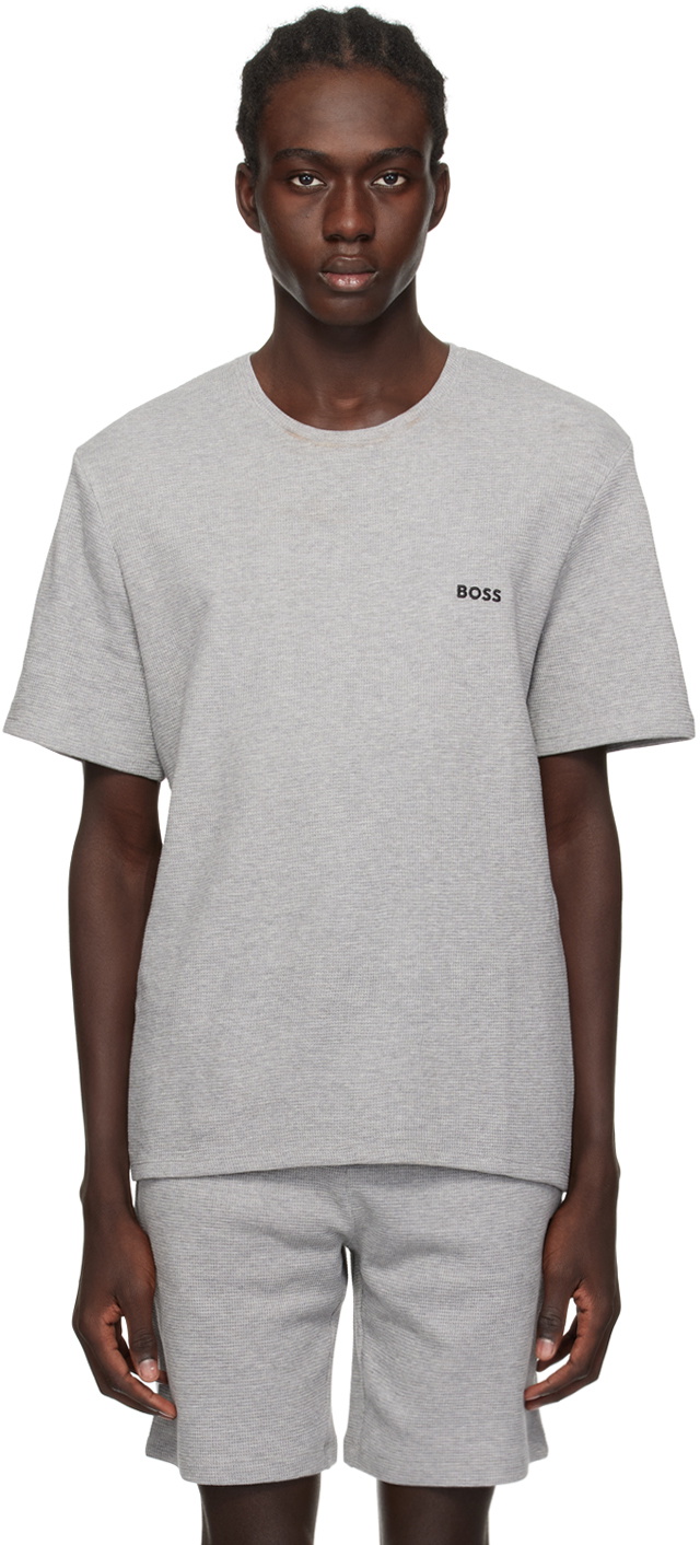 BOSS Gray Embroidered T-Shirt BOSS