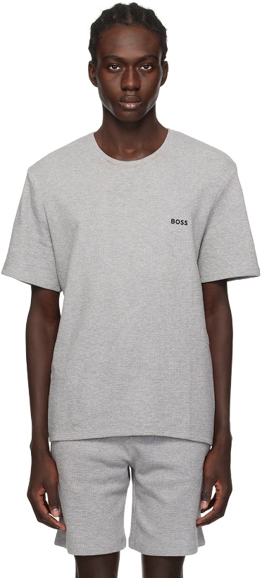 Photo: BOSS Gray Embroidered T-Shirt