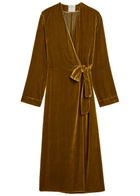 Forte_forte Velvet Midi Wrap Dress Gold