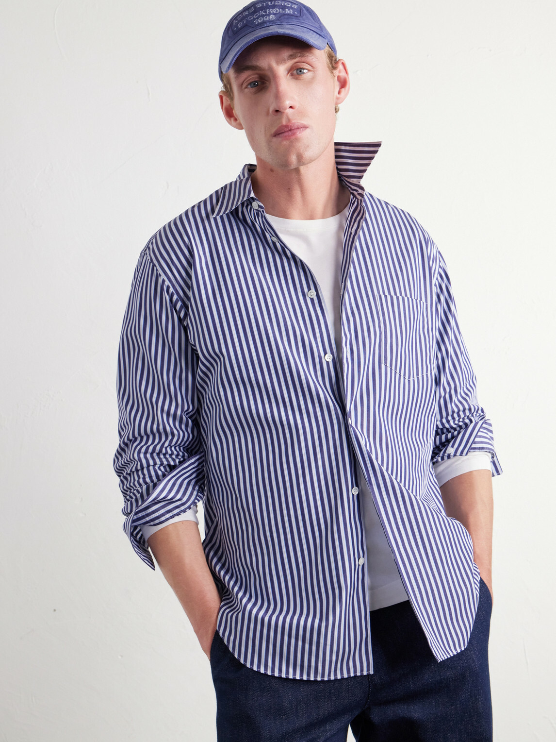 Acne Studios - Logo-Printed Distressed Cotton-Twill Baseball Cap - Blue