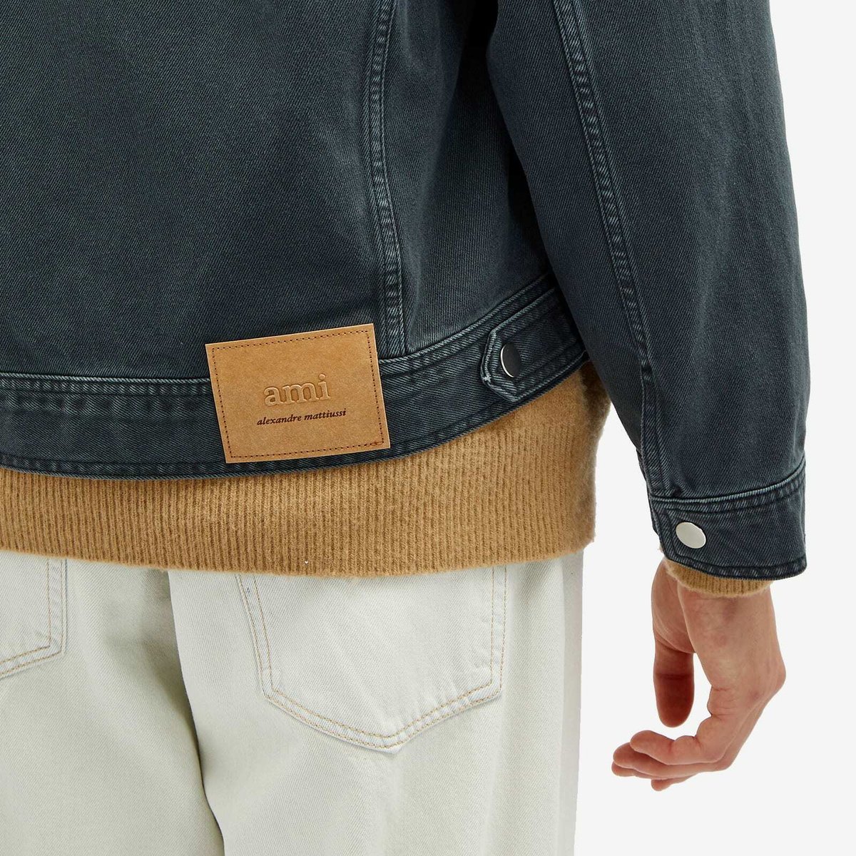 AMI Paris Men's Denim Trucker Jacket in Black AMI