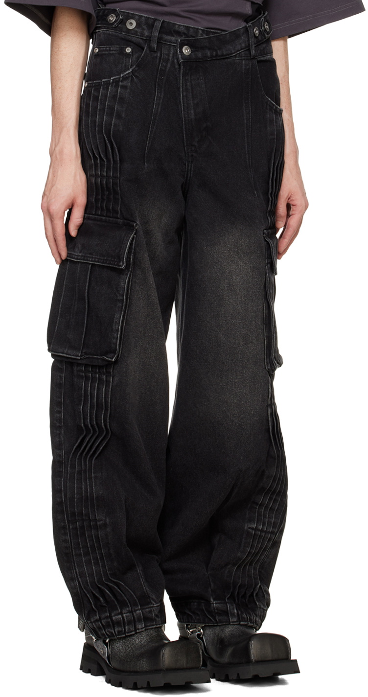 Feng Chen Wang Black Pleated Cargo Pants