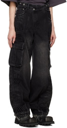 Feng Chen Wang Black Pleated Cargo Pants