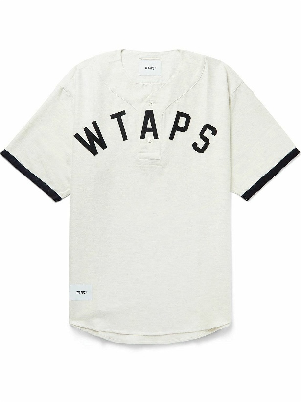 Photo: WTAPS - League Oversized Logo-Appliquéd Cotton-Flannel Half-Placket Shirt - Gray