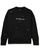 GIVENCHY - Embellished Logo-Print Fleece-Back Cotton-Jersey Sweatshirt - Black