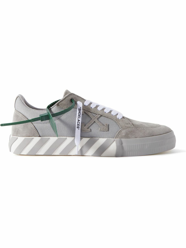 Photo: Off-White - Suede-Trimmed Canvas Sneakers - Gray