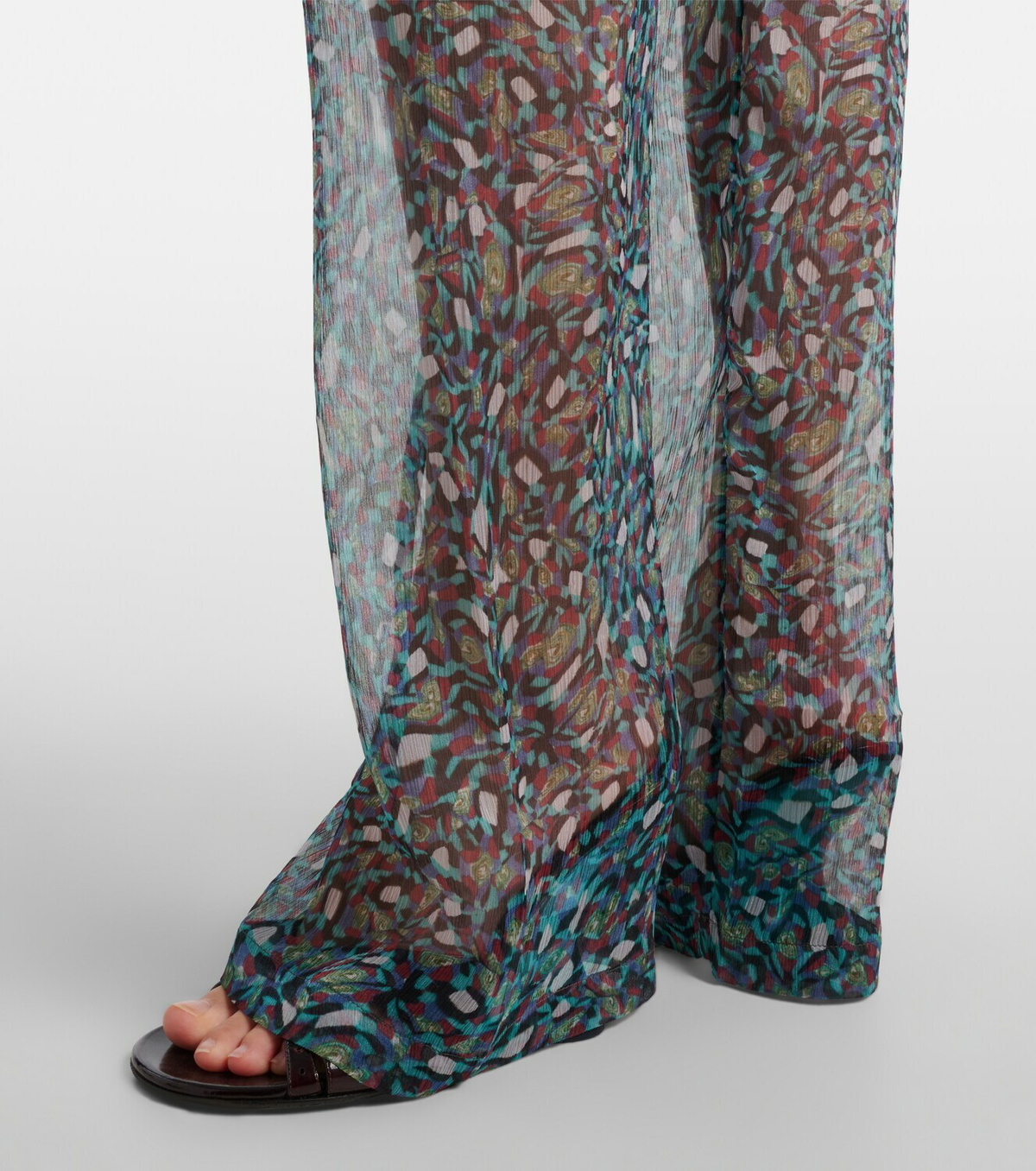 Dries Van Noten Printed sheer silk wide-leg pants