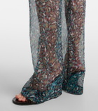 Dries Van Noten Printed sheer silk wide-leg pants