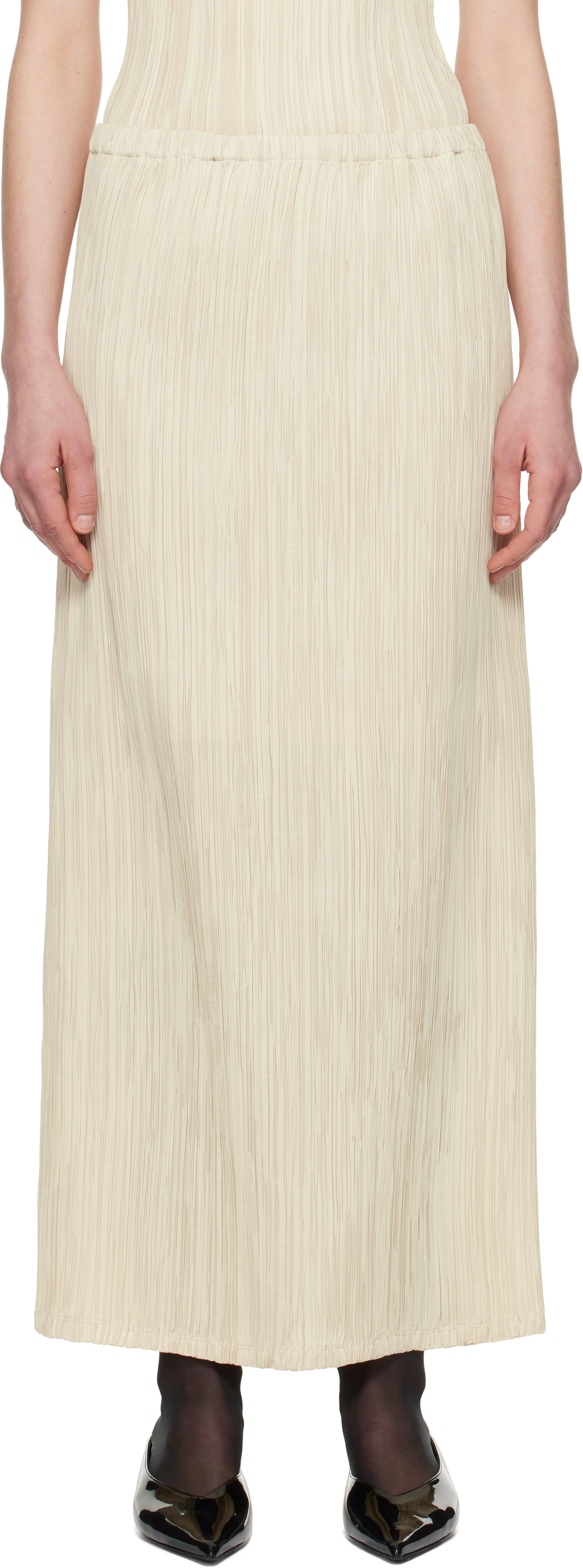 LE17SEPTEMBRE Beige Freya Pleats Midi Skirt