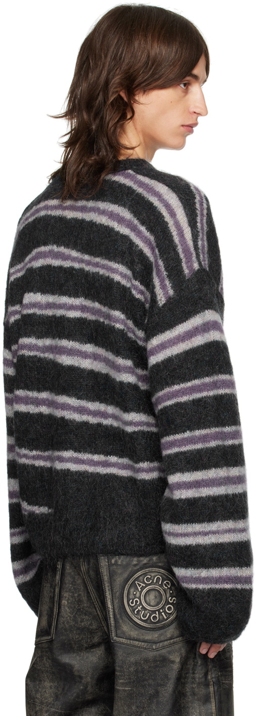 Acne Studios Gray & Purple Stripe Sweater