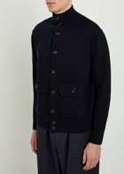 Allude Turtle-neck Wool and Cashmere-blend Cardigan Black