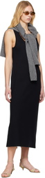 AURALEE Black Cotton Silk Stretch Knit Midi Dress