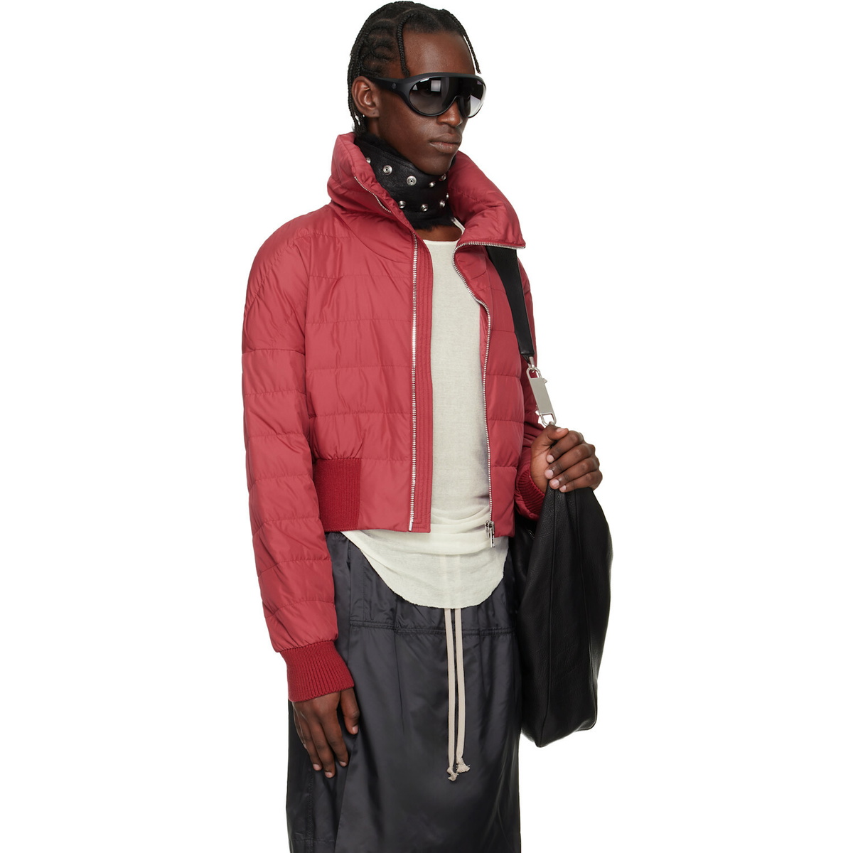 Rick Owens Moncler + Rick Owens Red Cropped Down Jacket