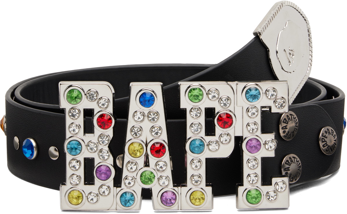 BAPE Black Color Stone Belt